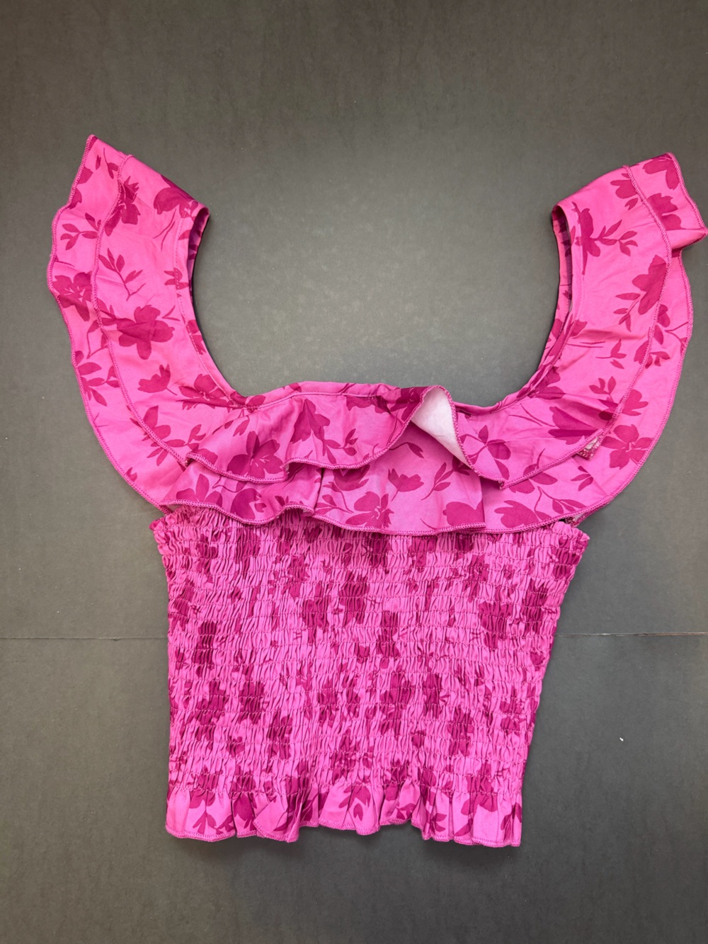 SHEIN Purple Floral Ruffle Crop Top Shirt Women’s Medium Pre-owned